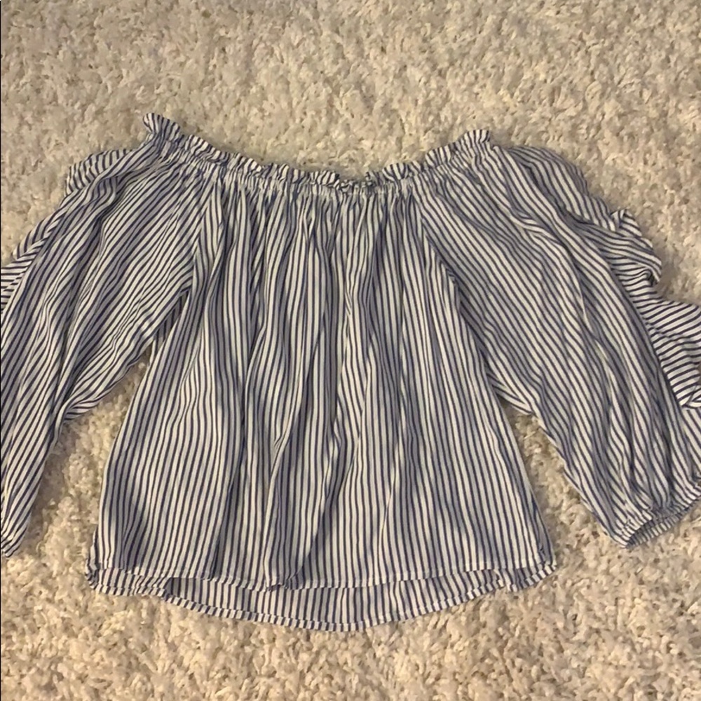 Arizona blue and white off the shoulder top